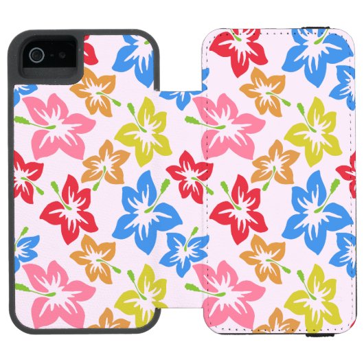 カラフルハイビスカス 花のパターン INCIPIO iPhoneウォレットケース (フォリオ Open)