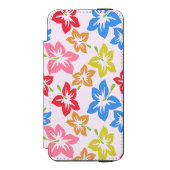 カラフルハイビスカス 花のパターン INCIPIO iPhoneウォレットケース (フォリオ 正面)