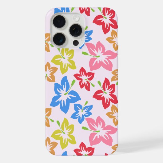 カラフルハイビスカス 花のパターン iPhoneケース (裏面)