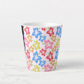 カラフルハイビスカス 花の模様 あなたの名前 カフェラテマグ (正面)