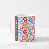 カラフルハイビスカス 花の模様 あなたの名前 コーヒーマグカップ (正面左)