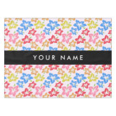 カラフルハイビスカス 花の模様 あなたの名前 テーブルクロス (正面(横))