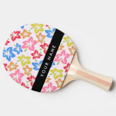 カラフルハイビスカス 花の模様 あなたの名前 卓球ラケット (横)