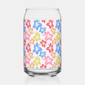 カラフルハイビスカス、花の模様、お名前 ガラス缶 (左)