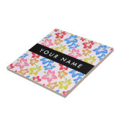 カラフルハイビスカス、花の模様、お名前 タイル (側面)