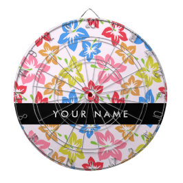 カラフルハイビスカス、花の模様、お名前 ダーツボード