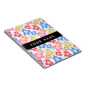 カラフルハイビスカス、花の模様、お名前 ノートブック (右側)