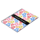 カラフルハイビスカス、花の模様、お名前 ノートブック (左側)