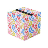 カラフルハイビスカス、花の模様、お名前 フォトキューブ (裏面アングル)