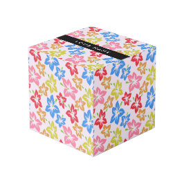 カラフルハイビスカス、花の模様、お名前 フォトキューブ