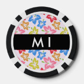カラフルハイビスカス、花の模様、お名前 ポーカーチップ (裏面)