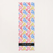カラフルハイビスカス、花の模様、お名前 ヨガマット (裏面)