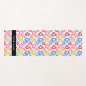 カラフルハイビスカス、花の模様、お名前 ヨガマット (正面(横))