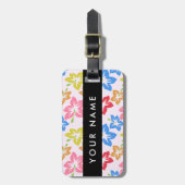 カラフルハイビスカス、花の模様、お名前 ラゲッジタグ (正面縦)