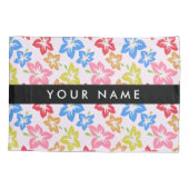 カラフルハイビスカス、花の模様、お名前 枕カバー (裏面)