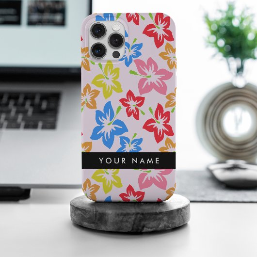 カラフルハイビスカス、花の模様、お名前 Case-Mate iPhoneケース
