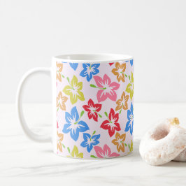 カラフルハイビスカス 花の模様 コーヒーマグカップ
