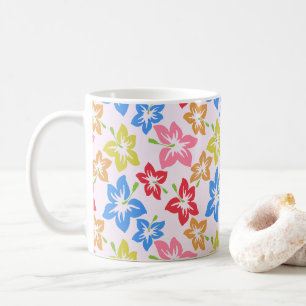 カラフルハイビスカス 花の模様 コーヒーマグカップ