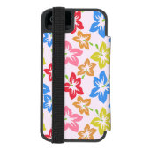 カラフルハイビスカス 花柄 お名前入り INCIPIO iPhoneウォレットケース (フォリオ裏面)