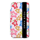 カラフルハイビスカス 花柄 お名前入り INCIPIO iPhoneウォレットケース (フォリオ 正面)
