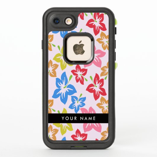カラフルハイビスカス 花柄 お名前入り LifeProof iPhoneケース (裏面)