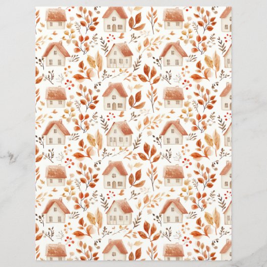 カラフルハウス離れパターンのスクラップブック紙 (正面)