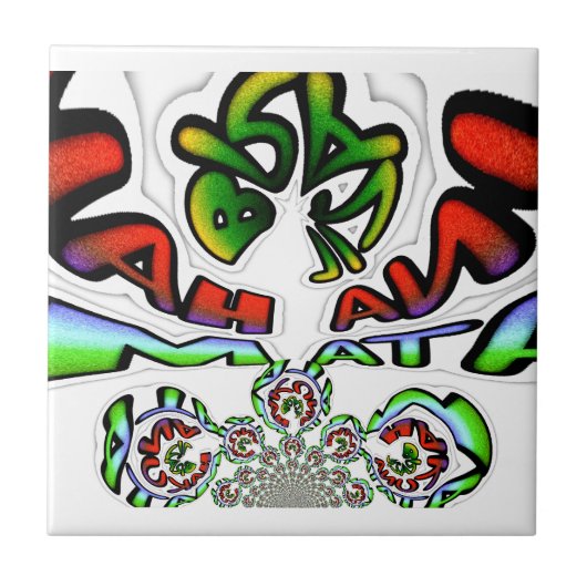 カラフルハクナマタタグラフィティアートプリント タイル (正面)