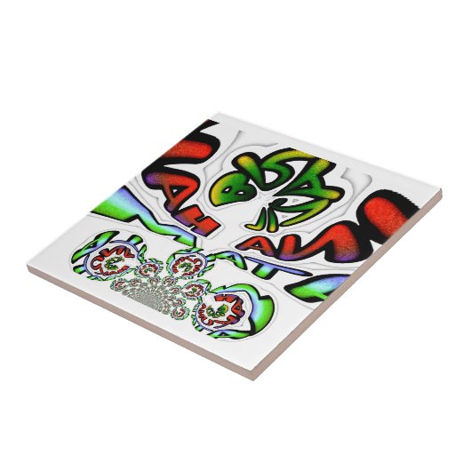 カラフルハクナマタタグラフィティアートプリント タイル (側面)