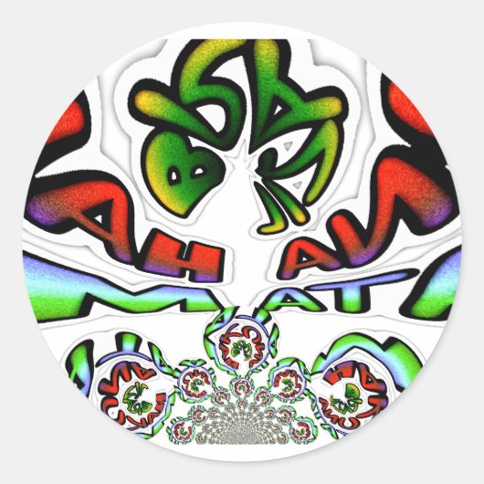 カラフルハクナマタタグラフィティアートプリント ラウンドシール (正面)