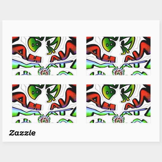 カラフルハクナマタタグラフィティアートプリント 長方形シール (シート)