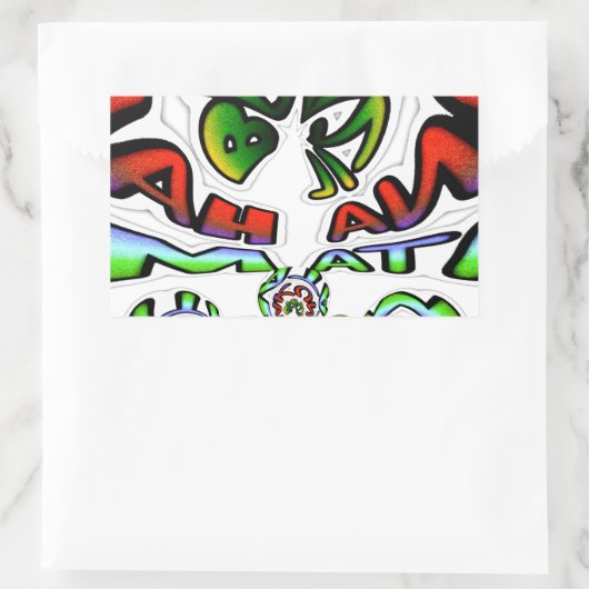 カラフルハクナマタタグラフィティアートプリント 長方形シール (バッグ)