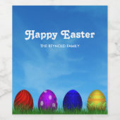 カラフルハッピーイースターエッグスグラスカイ ワインラベル (シングルラベル)