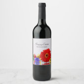 カラフルハッピーイースターエッグズレッドゲルベラ ワインラベル (正面)