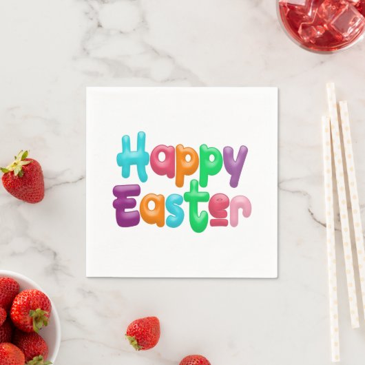 カラフルハッピーイースタータイポグラフィ | 紙ナプキン スタンダードカクテルナプキン (インサイチュ)