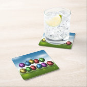 カラフルハッピーイースター卵 スクエアペーパーコースター (インサイチュ)