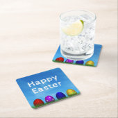 カラフルハッピーイースター卵 スクエアペーパーコースター (インサイチュ)
