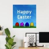 カラフルハッピーイースター卵 ポスター (ホームオフィス)