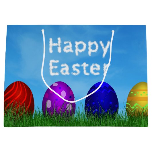 カラフルハッピーイースター卵 ラージペーパーバッグ (正面)