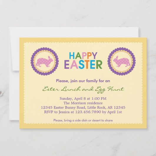 カラフルハッピーイースター招待状 招待状 (正面)