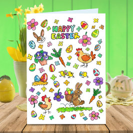 カラフルハッピーイースター挨拶 カード