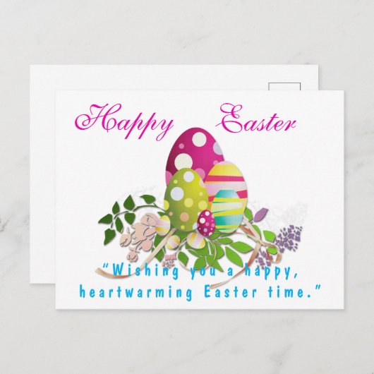 カラフルハッピーイースター挨拶 ポストカード (正面/裏面)