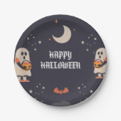 カラフルハッピーハローウィン幽霊 ペーパープレート (正面)