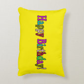カラフルハッピーバースデーアクセント枕 – おもしろいパーティー アクセントクッション (裏面(縦))