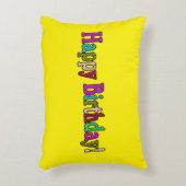 カラフルハッピーバースデーアクセント枕 – おもしろいパーティー アクセントクッション (正面(垂直))