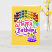 カラフルハッピーバースデーグリーティングカード カード (黄色い花)