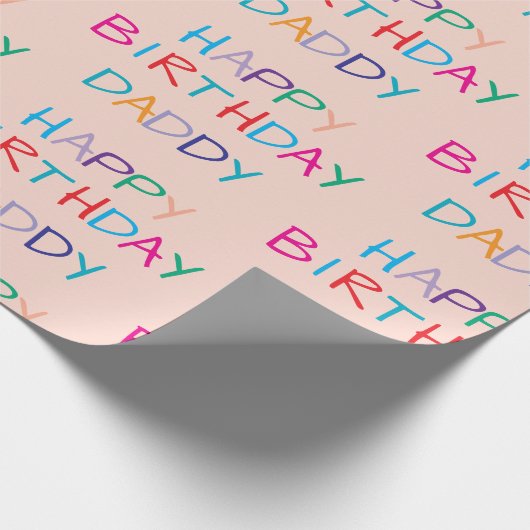 カラフルハッピーバースデーダディ – おもしろい&レはっきりしたター ラッピングペーパー (角)