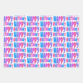 カラフルハッピーバースデーバブルレターのパターンのギフト ラッピングペーパーシート (正面3)