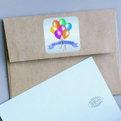 カラフルハッピーバースデーバルーンのバナーパーティー スクエアシール