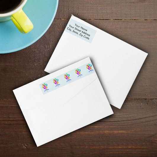 カラフルハッピーバースデーバルーンのバナーパーティー ラップアラウンドラベル