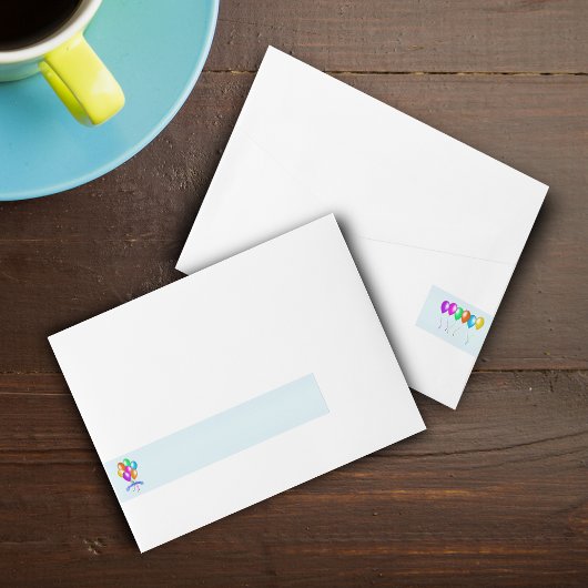 カラフルハッピーバースデーバルーンのバナーパーティー ラップアラウンド宛名ラベル